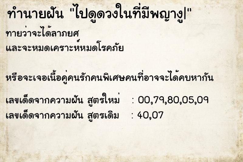 ทำนายฝันทำนายฝันไปดูดวงในที่มีพญางู|